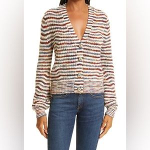 Veronica Beard Dolra Striped Merino Wool Blend Cardigan - NEW - Medium